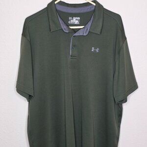 Under Armour Men's Heatgear Short Sleeve Olive Green Polo Shirt, Size XXL